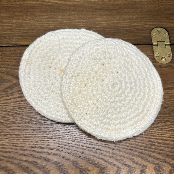 Vintage Hand-crocheted Hot Pads Pot Holder Off White 2PC - Picture 1 of 6